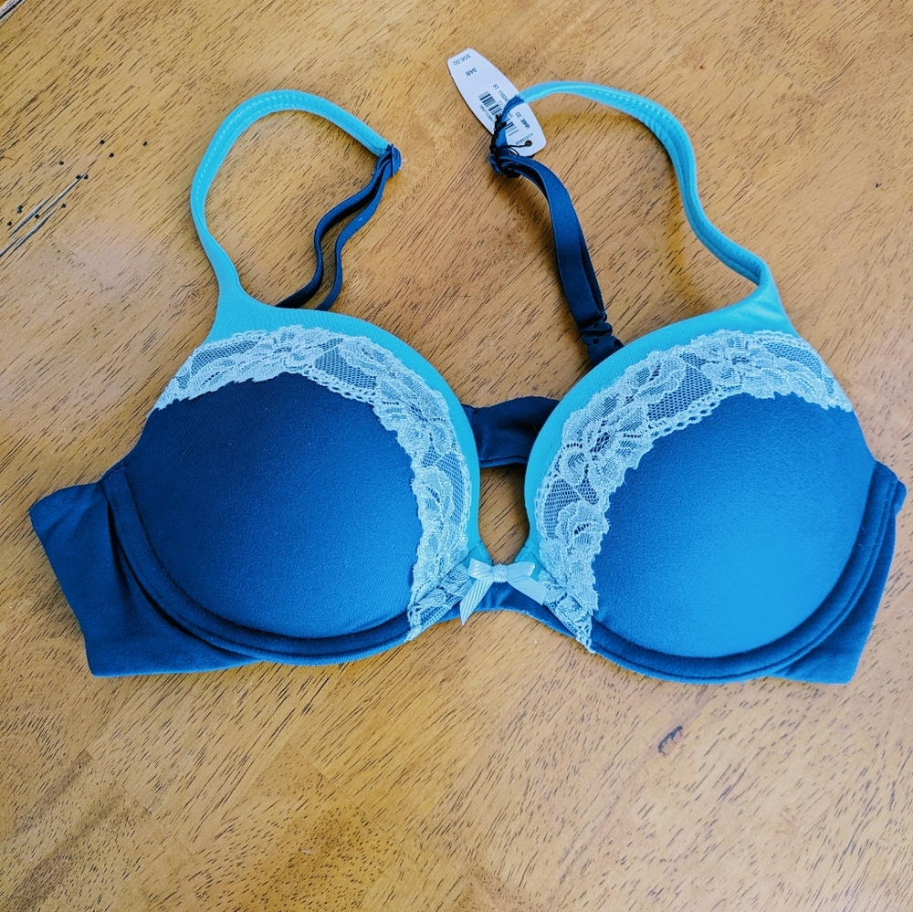 Victoria's Secret Teal and White Lace Bra